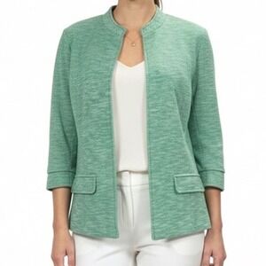 Coldwater Creek Green 3/4 Sleeve Lined Cotton Blend Blazer Jacket 18 Plus Bright